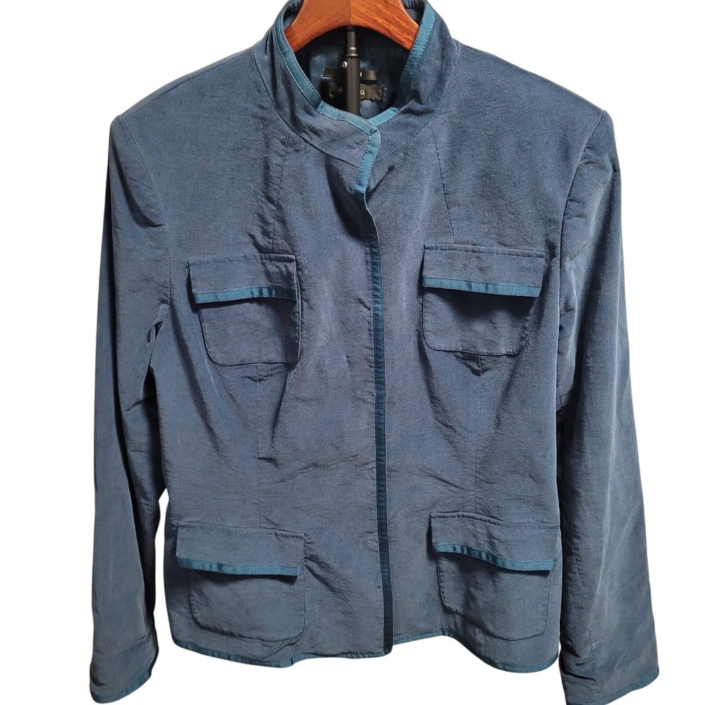 Teal Corduroy Safari Blazer Jacket XL 16 18 Lined Utility Field Coat Twee Preppy